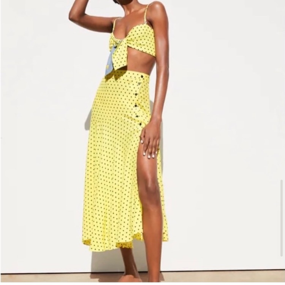 Zara polka dot two piece set with reversible top.